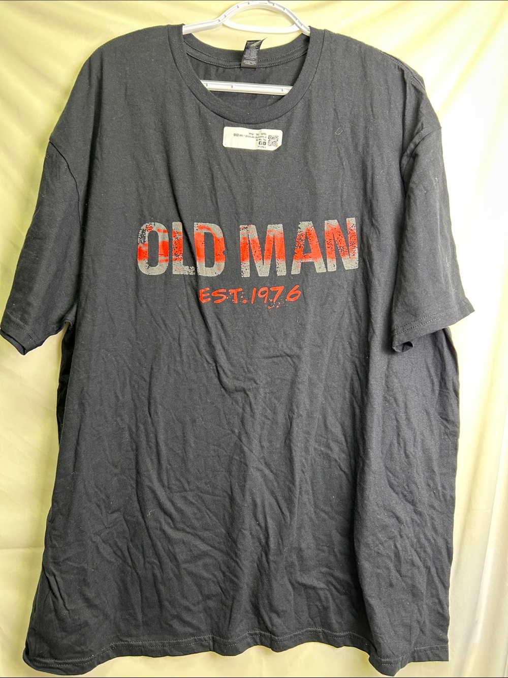 Gildan Black Short-Sleeve Tee with Red and Gray "OLD MAN" Graphic